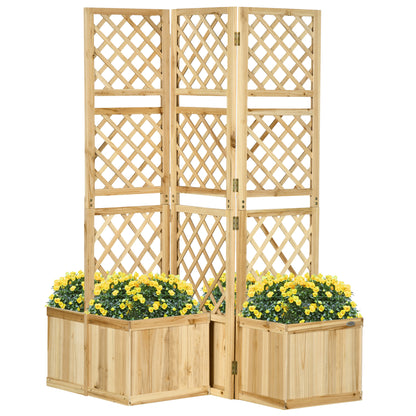 Plantenbak – Bloembak – Tuinbak – Balkonbak – Privacy Scherm – Inclusief Inklapbaar Pergola Scherm – Vurenhout – 133 x 165 cm