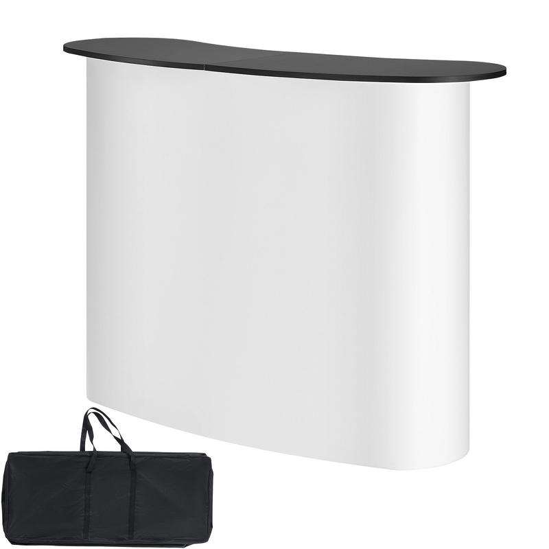 Portable Trade Show Booth/Counter - Heavy-Duty Engineered Wood Exhibition Stand with Storage Shelf, Pop-Up Podium Desk for Retail, Conferences, Markets (130x46.5x95cm, Carry Compatible)
