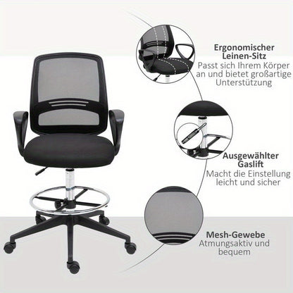 Ergonomische Bureaustoel – Kantoorstoel – Computerstoel – Directiestoel – Desk Chair – Verstelbare Hoogte – Ademend Mesh & Metalen Frame