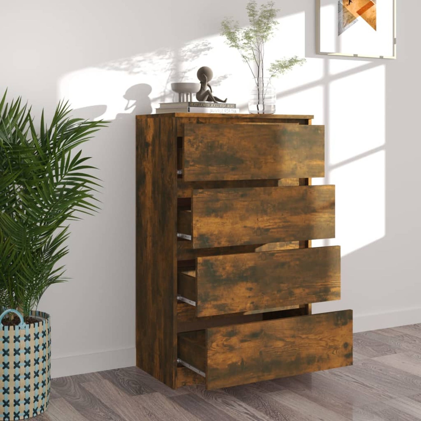 Dressoir – Sideboard – Opbergkast – Ladekast – Kast – Rustiek Smokey Eiken – Compact Formaat 60,96x35,56x99,06 cm – Vrijstaand Met 2 Laden