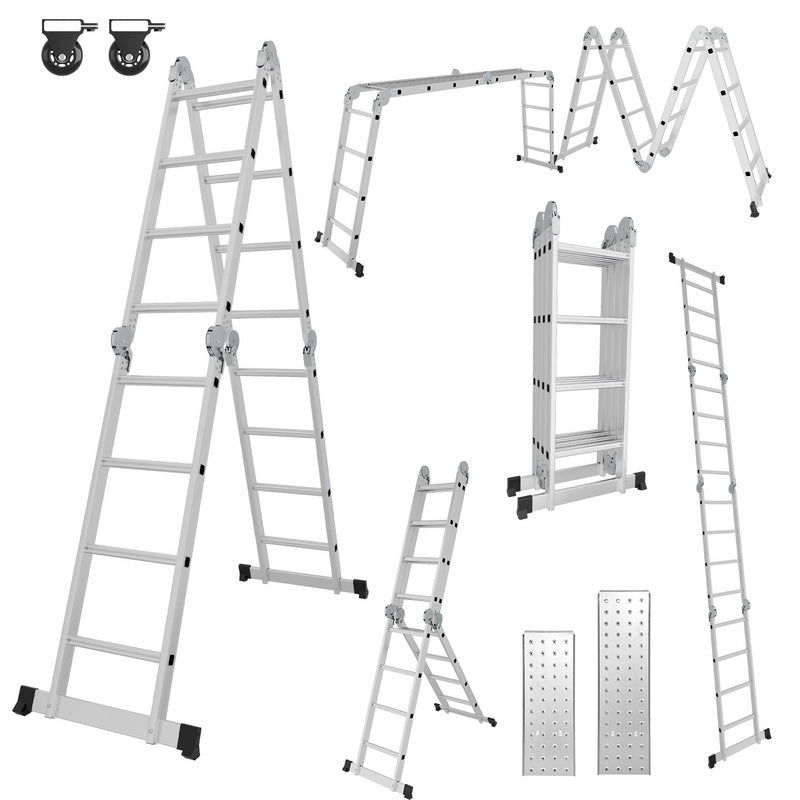 Multifunctionele Aluminium Ladder – Vouwladder – Steiger – A-Frame Ladder – Werkplatform – Max 582 cm – Lichtgewicht & Roestvrij