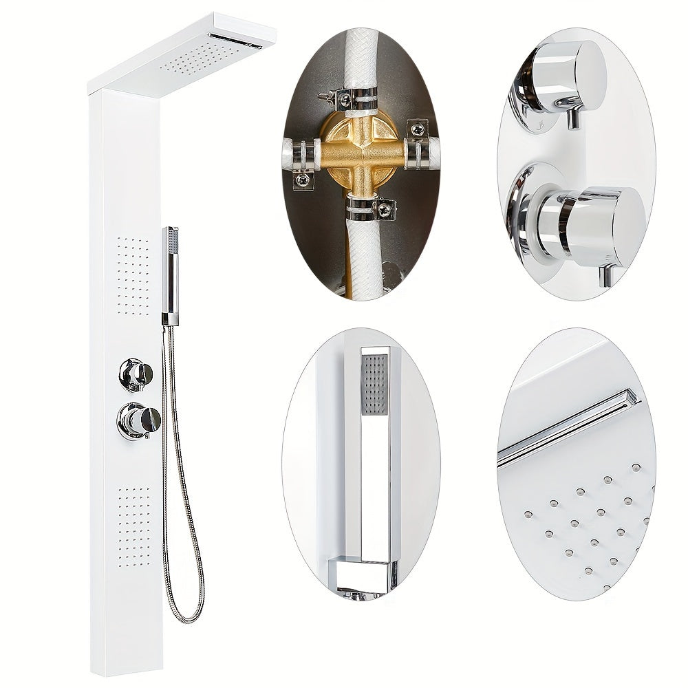 Douchepaneel – Douchekolom – Regendouche – Wandpaneel – Handdouche – 4-Functies – 130 cm Hoog – Duurzaam Corrosiebestendig Materiaal - Wit