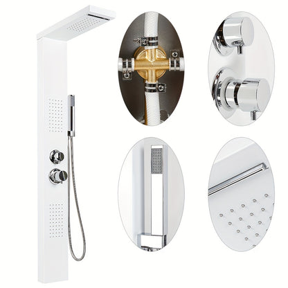 Douchepaneel – Douchekolom – Regendouche – Wandpaneel – Handdouche – 4-Functies – 130 cm Hoog – Duurzaam Corrosiebestendig Materiaal - Wit