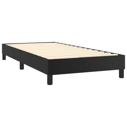 Boxspring Bed – Slaapsysteem – Bedframe – Slaapbank – Eenpersoonsbed – Zwart Kunstleer – Matras 90x190 cm – Metalen Frame & Eenvoudige Montage