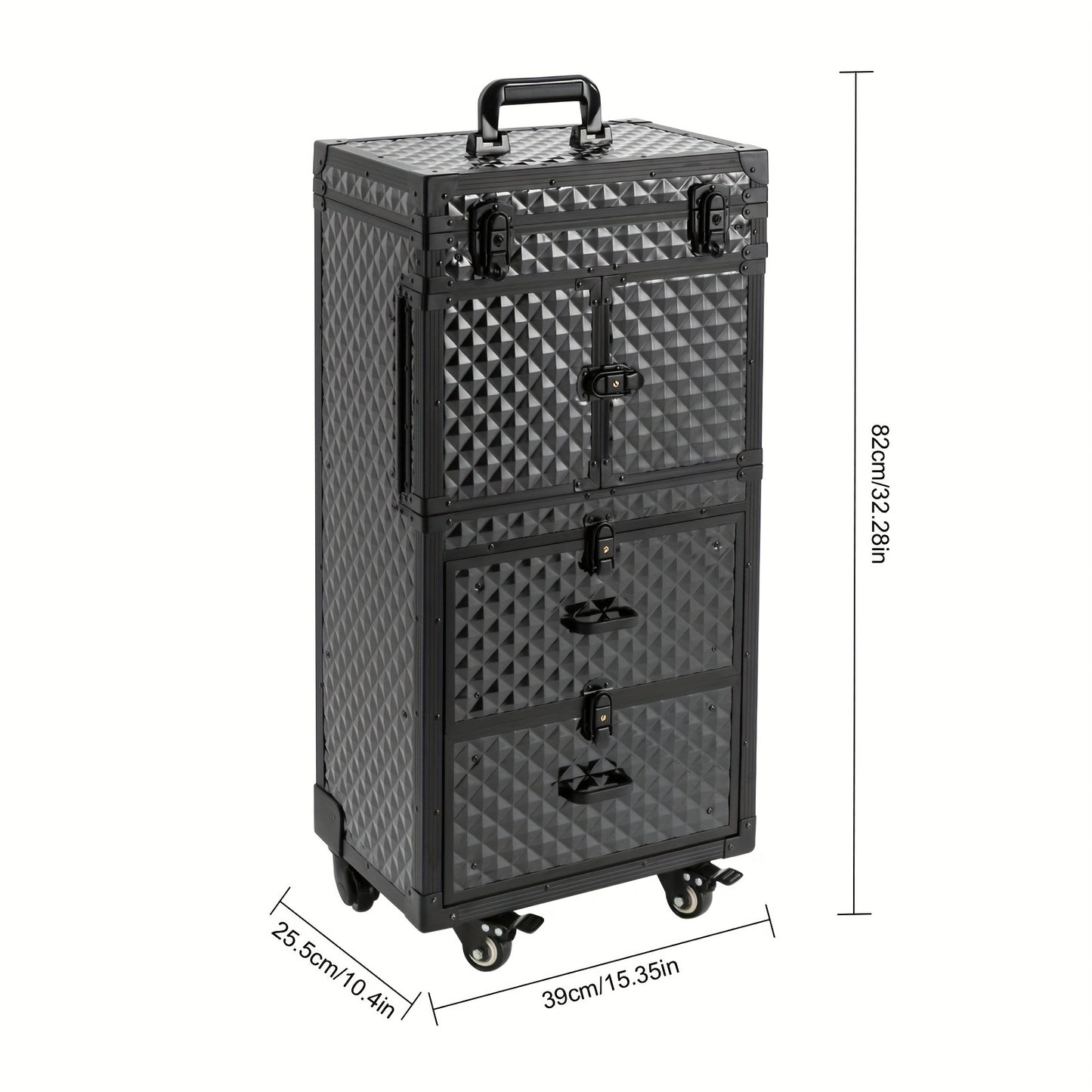 Make-up koffer – Make-up trolley – Beautycase – Cosmetica koffer – Schminkkoffer – Aluminium – Verstelbare trekstang met slot