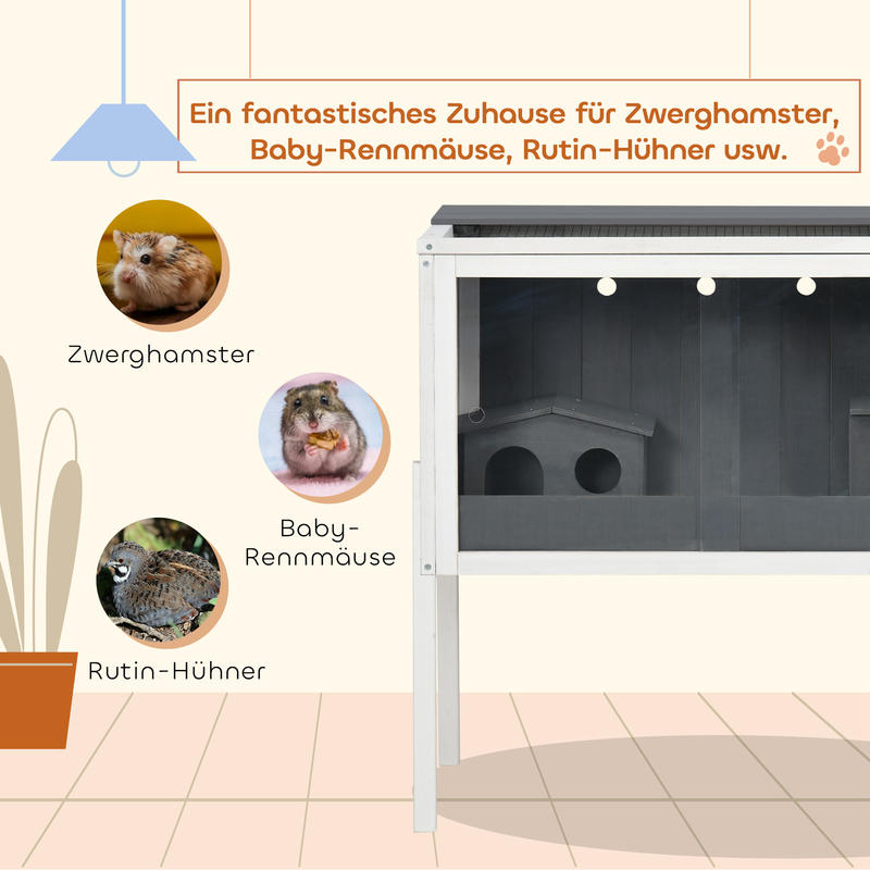 Hamsterkooi – Knaagdierenkooi – Hamsterhuis – Knaagdierhok – Dwerg Hamsterkooi – Ruim 3000 cm² – Hout En Metaal Met Acryl Schuifdeuren