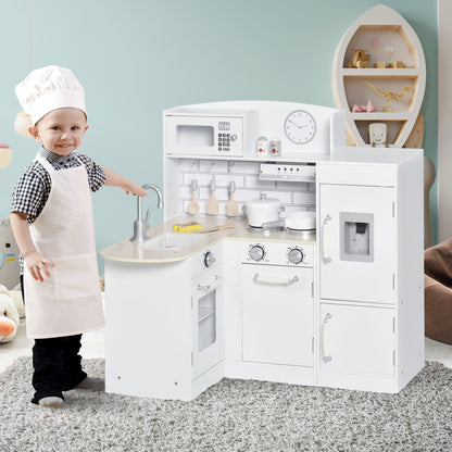 Speelkeuken – Kinderkeuken – Speelkeukentje – Speelkeukentje Voor Kinderen – Wit – 14-delige Accessoireset – Elektrische Waterdispenser – Afmeting 86x64x84,5 cm