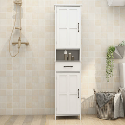 Modern Wit Vloerkastje – Vloerkast – Badkamerkast – Opbergkast – Dubbele Deuren – Bamboe Materiaal – 165x40x30 cm – Eenvoudige Montage – Duurzaam