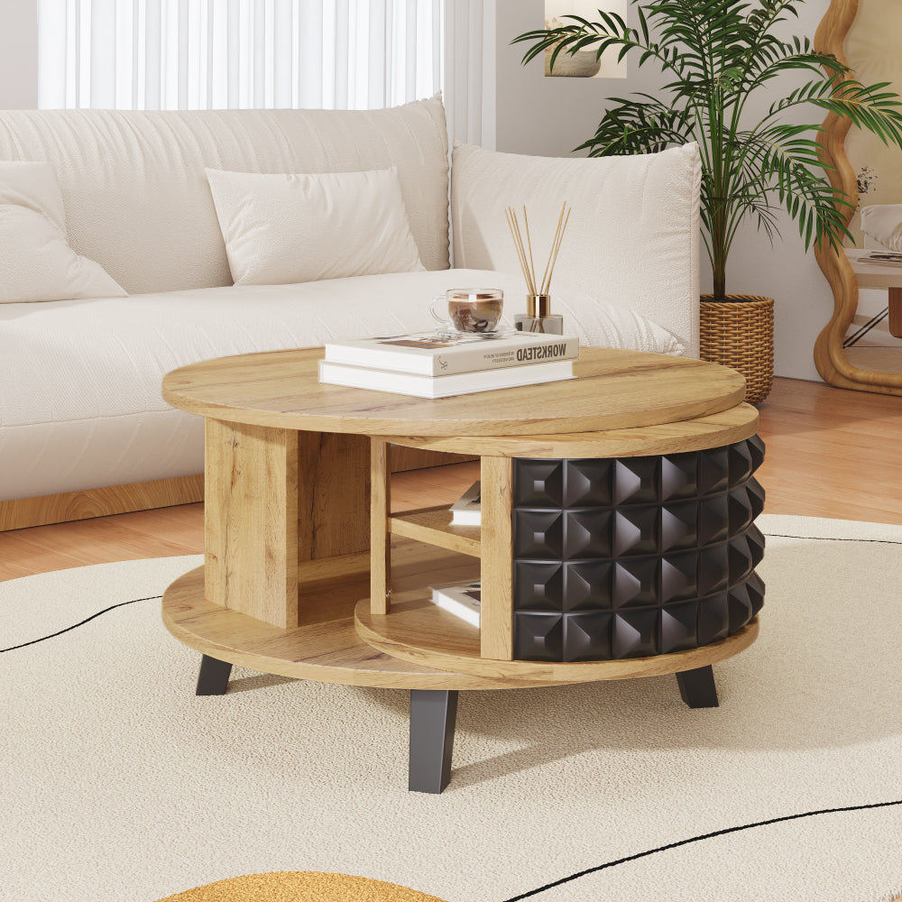 Coffee Table, Swivel Table, Side Table with Concealed Built-in Storage