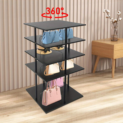 Draaibaar Schoenenrek – Schoenenkast Toren – Schoenendisplay – Schoenopberger – Schoenenrek 4-Lagen – 360° Draaibaar Design – Stevig Metaal Zwart