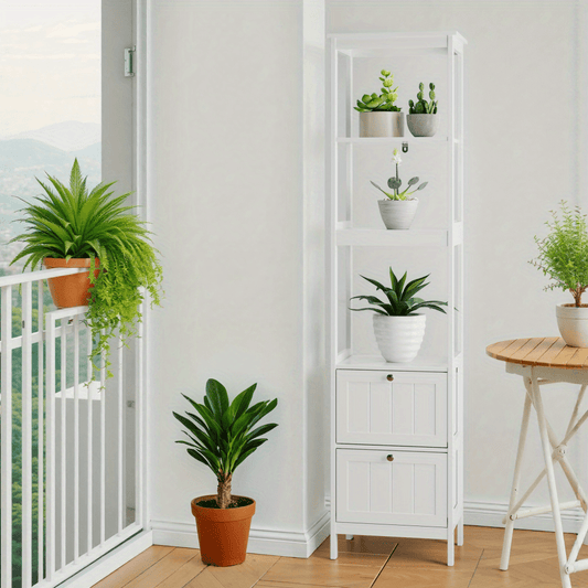 Smalle Hoge Kast – Smalle Opbergkast – Smalle Badkamerkast – Smalle Wasruimte Kast – Moderne Witte Kast – Vochtbestendig MDF – Ruimtebesparend Verticaal Design 40x30x160 cm