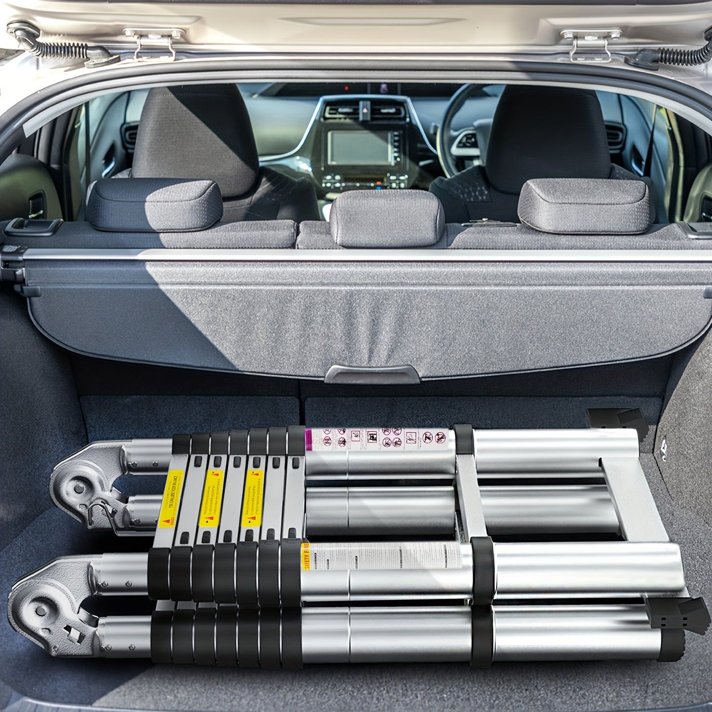 LZQ 3-Step Foldable Aluminum Extension Ladder with Non-Slip Rubber Feet, Adjustable Height & Ergonomic Handles - Lightweight Portable Design for Home, Office, Construction Use, Ladder for Home Use, Sturdy Construction
