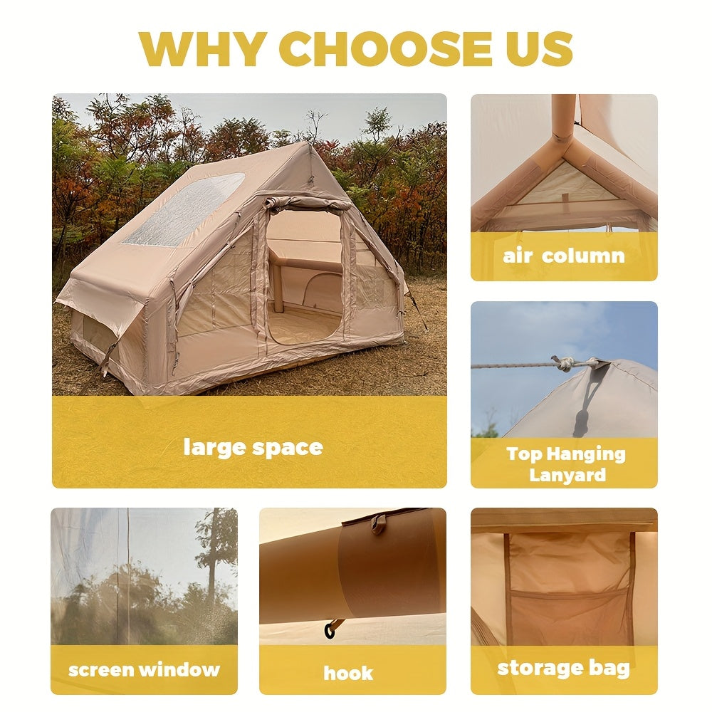 Opblaastent – Opblaasbare Tent – Familietent – Glamping Tent – XXL Koepeltent – Ruim Voor 8 Personen – Inclusief Stove Jacks
