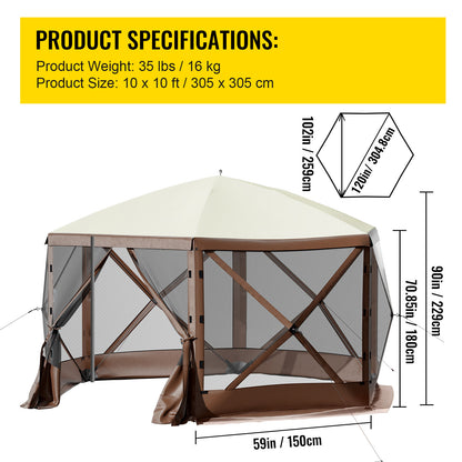 Campinggazebo – Partytent – Schaduw Tent – Outdoor Overkapping – Pop-up Tent – 3x3 Meter – Waterafstotend & Insectenwerend