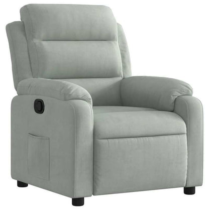 Fauteuil – Lounge Stoel – Zitsessel – Relaxzetel – Lichtgrijs – Handmatig Verstelbare Rugleuning – Stevig Hardhouten Frame