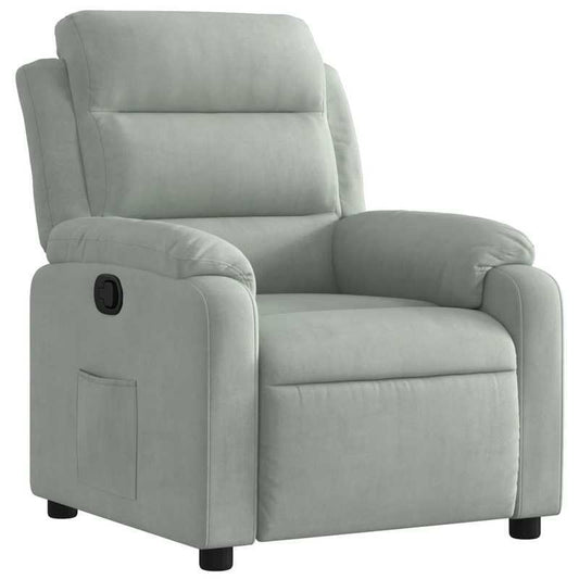 Fauteuil – Lounge Stoel – Zitsessel – Relaxzetel – Lichtgrijs – Handmatig Verstelbare Rugleuning – Stevig Hardhouten Frame