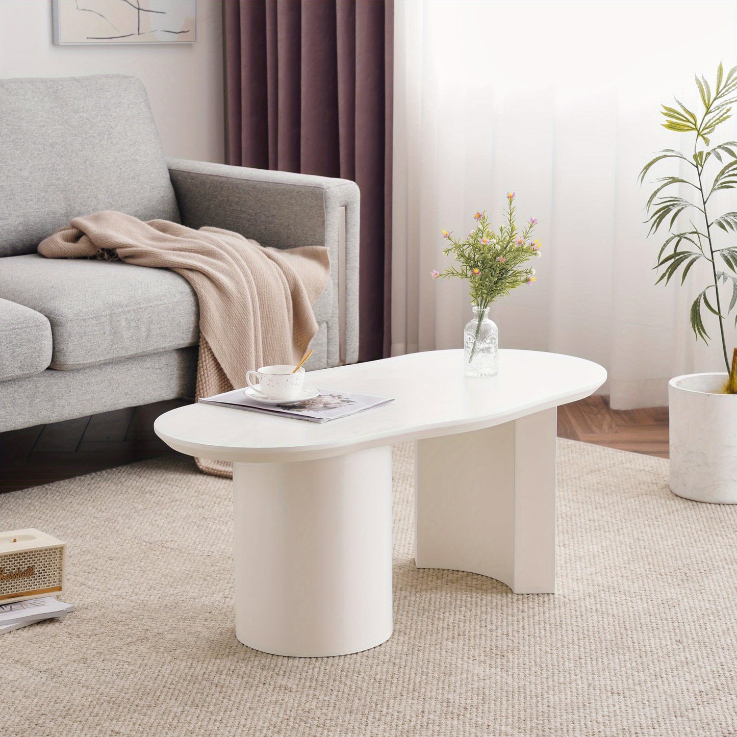 Witte Salontafel – Bijzettafel – Koffietafel – Tafel – Modern Meubel – Onregelmatig Ontwerp – 100 cm Lang MDF