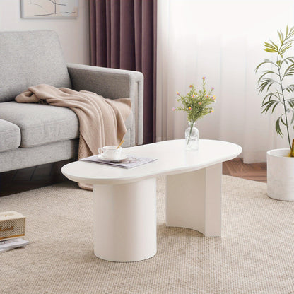 Witte Salontafel – Bijzettafel – Koffietafel – Tafel – Modern Meubel – Onregelmatig Ontwerp – 100 cm Lang MDF