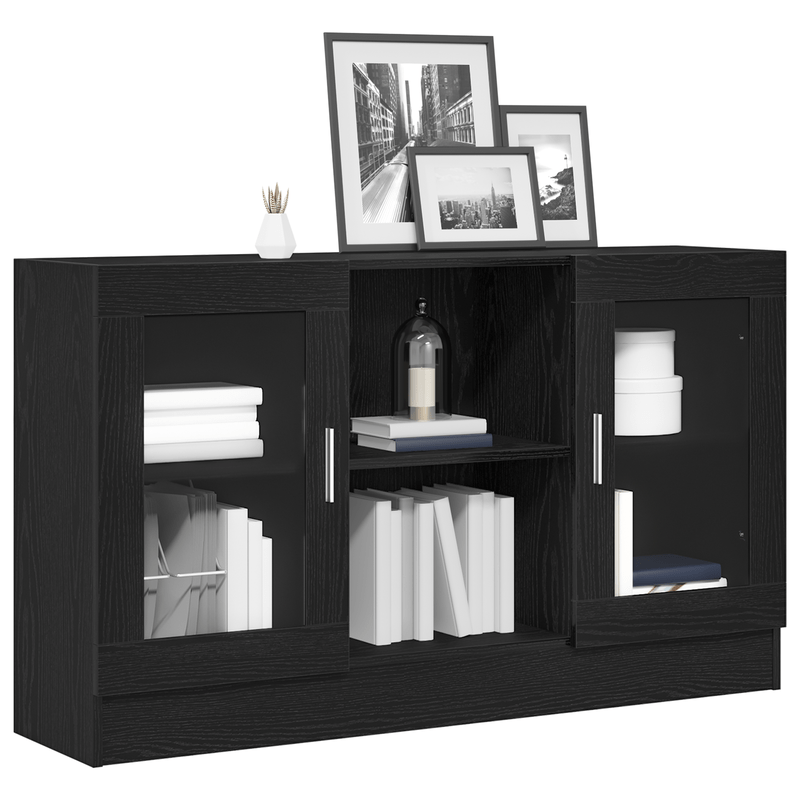 Sideboard Black Oaken 120x30.5x70cm Gemaakt van Engineered Wood Removable storage practical