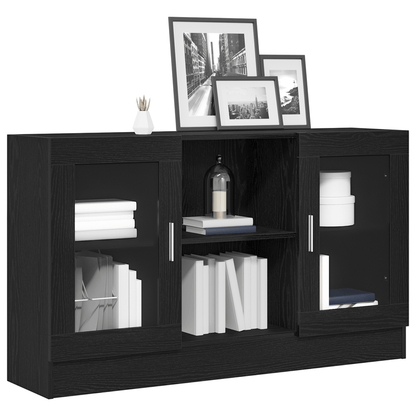 Sideboard Black Oaken 120x30.5x70cm Gemaakt van Engineered Wood Removable storage practical