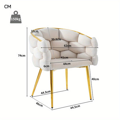 Velvet Stoelen – Eetkamerstoelen – Loungestoelen – Make-up Stoelen – Woonkamerstoelen – Beige – Memory Foam Zitting – Gouden Metalen Poot