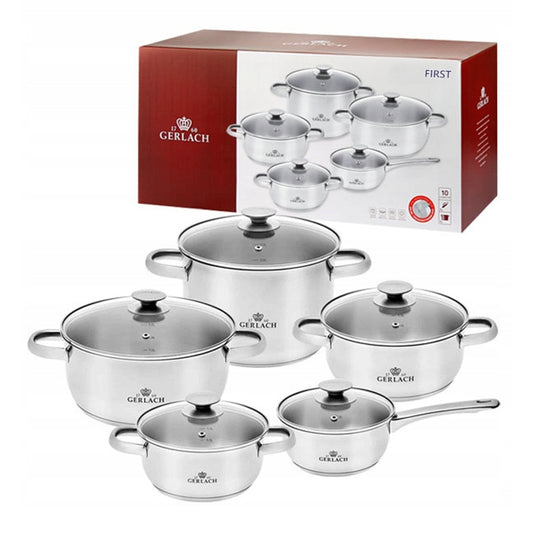 Gerlach First NK343 Stainless Steel Cookware Set, 10-Piece