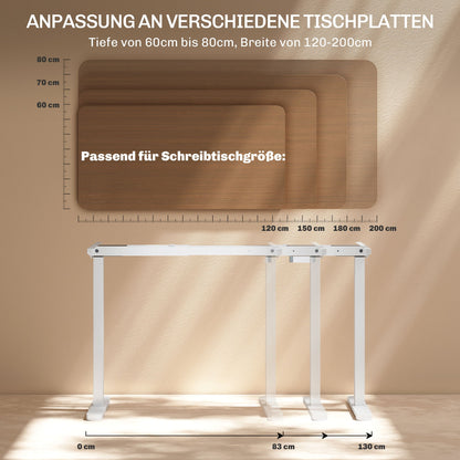 Verstelbaar Elektrisch Bureauframe – Zit Sta Bureauframe – Bureau Onderstel – Elektrisch Bureau Onderstel – Wit – Geheugenfunctie – Staal