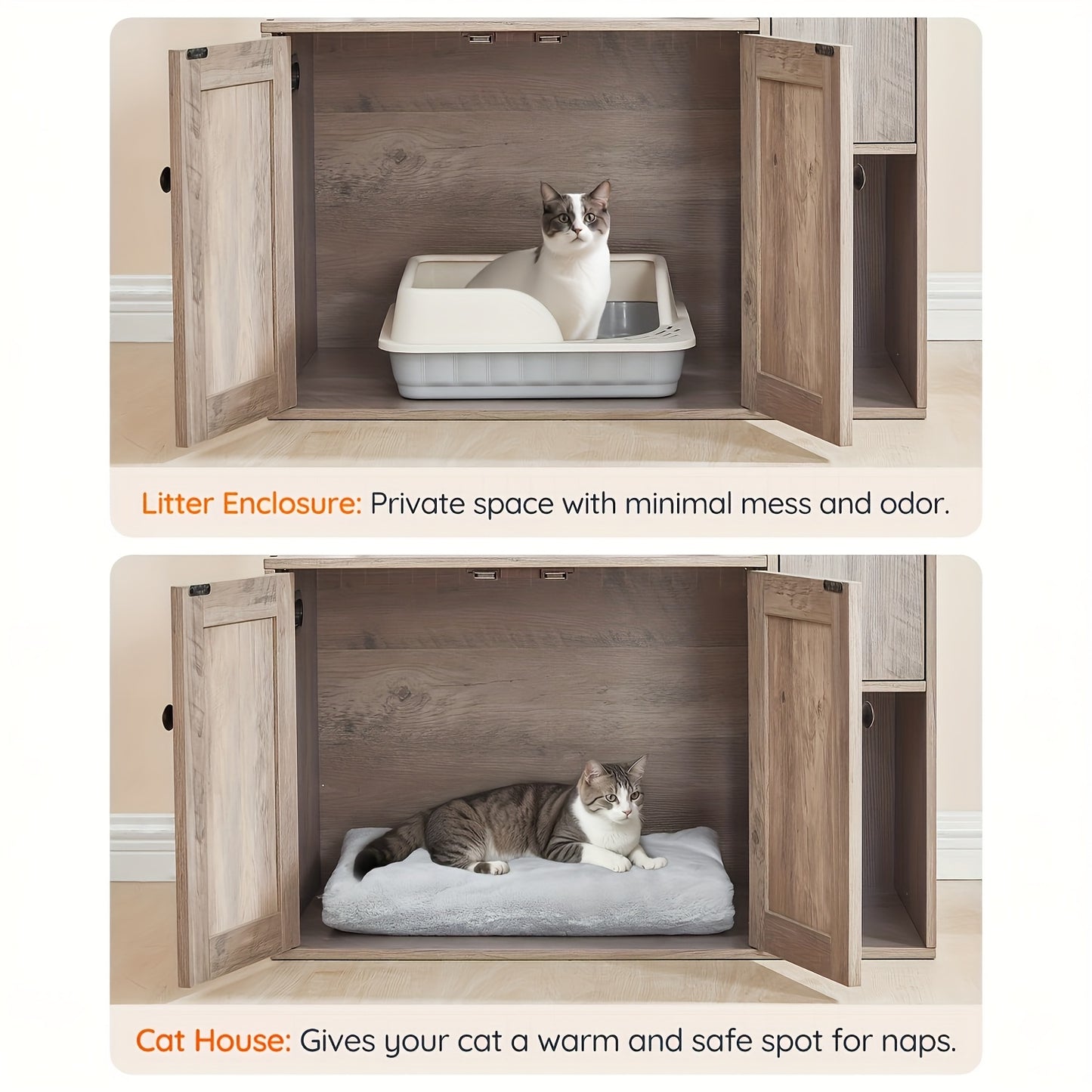 Krabpaal – Kattenboom – Kattenhuis – Krabmeubel – Kattentoren – 175 cm Hoog – Verborgen Kattenbak & Hangmat – Ruimtebesparend Design