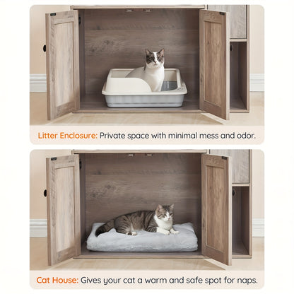 Krabpaal – Kattenboom – Kattenhuis – Krabmeubel – Kattentoren – 175 cm Hoog – Verborgen Kattenbak & Hangmat – Ruimtebesparend Design