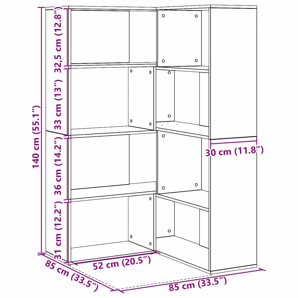 Boekenkast – Boekplank – Kasten – Opbergmeubel – Zwarte Eikenlook – Set Van 2 – 5 Ruime Planken – Modern Design Met Matte Afwerking