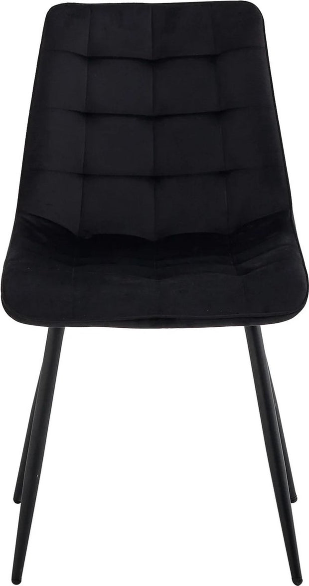 Set van 4 Luxe Eetkamerstoelen – Fluwelen Stoelen met Ijzeren Poten – Scandinavisch Design – Ergonomisch Comfort – Zwarte Stoelen voor Keuken, Woonkamer en Restaurant