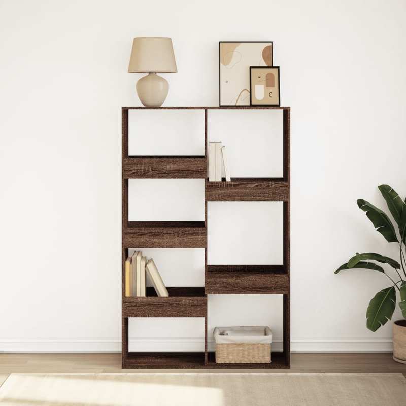 Bookshelf 100X33X155.5 Cm Made of Treated Wood in a Brown Oak Color. Vertical Shelves, Sturdy And Durable, Attractive, Ample Storage Space, Smooth Surface, Moisture-Resistant, Warp-Resistant, And Split-Resistant, Suitable for