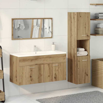 Badkamermeubelset – Badkamerkast – Opbergmeubel – Toiletmeubel – Meubels voor Badkamer – Artisan Eikenhout Look – Duurzaam Hardhout & Vezelplaat – Compact & Functioneel Ontwerp