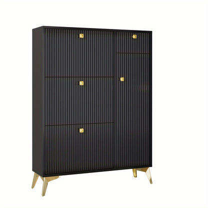 Schoenenkast – Schoenenrek – Schoenenopberger – Halbank – Opbergkast – Ruimtebesparend – Kunststof Zwart – 121x90x25 cm – Smal Modern Design