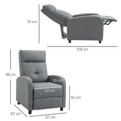 Relaxfauteuil – Relaxstoel – Ligstoel – Leunstoel – Fauteuil Met Voetensteun – Linnenstof Grijs – Belastbaar Tot 150 Kg