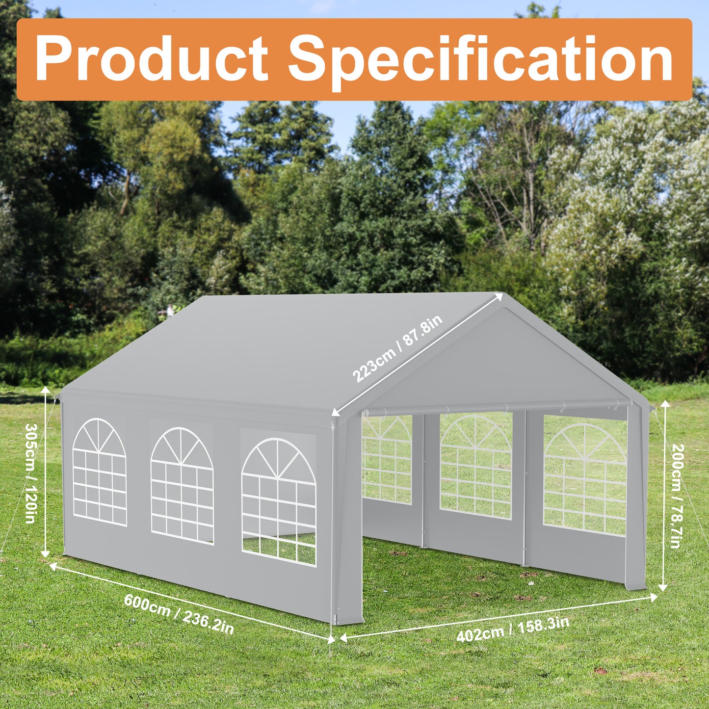 Party Tent Garden Pavilion Foldable Tent Camping Tent with Side Panels and Windows for Party, Market Stall, and Outdoor Camping (4x6m/4x8m), Tent For Camping, Tents, Beach Tent, Backyard Pavilion, Garden Canopy, Window Tent,