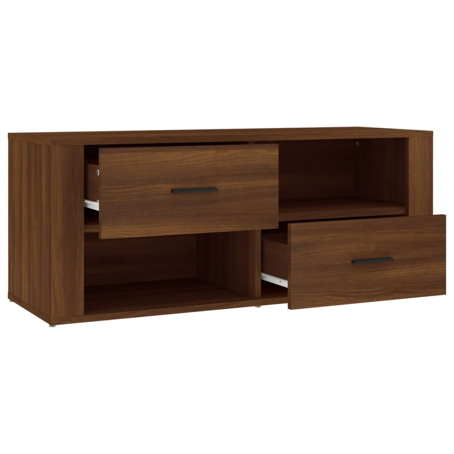 TV Cabinet Brown Oak 100x35x40cm Engineered Wood TV Stand Entertainment Center with Storage, Media Television Table for Living Room Bedroom