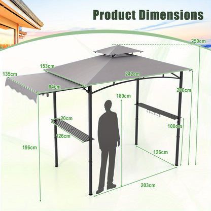BBQ Overkapping – Barbecue Paviljoen – Tuinpaviljoen – BBQ Tent – Grill Schuilhut – Ruim Ontwerp – Vlamvertragende Polyester – Stevig Metalen Frame - Grijs
