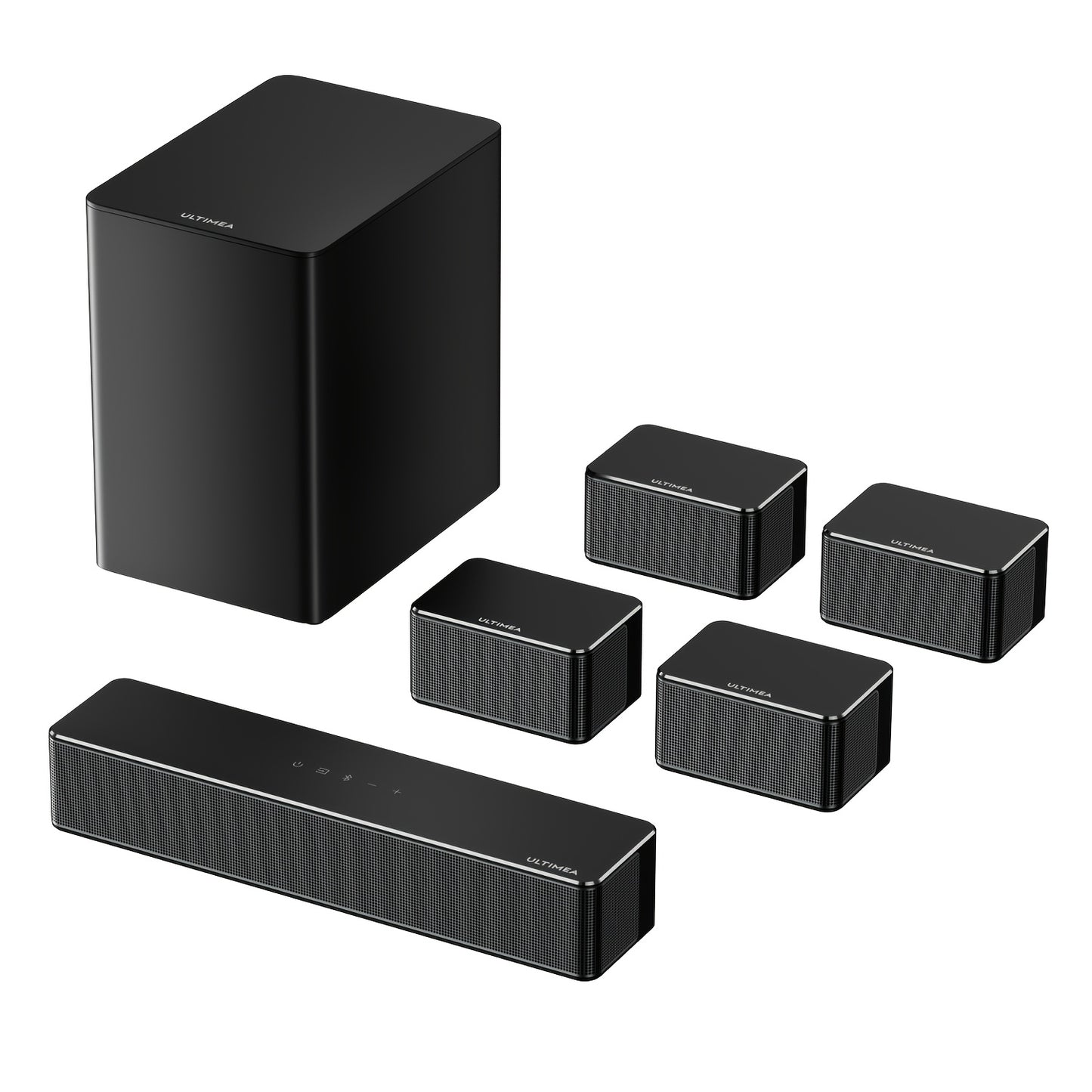 ULTIMEA 7.1ch Soundbar with Wireless Subwoofer, Virtual Surround Sound System for TV, App Control, 410W Peak Power, Sound bar for TV, 4 Wired Surround Speakers, Home Theater Sound System