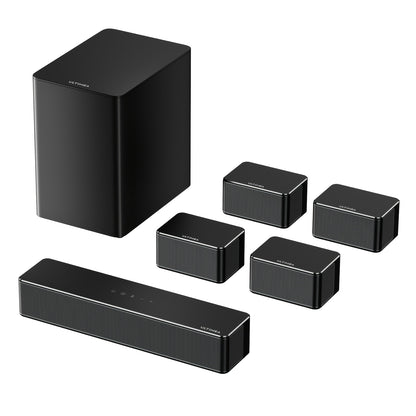 ULTIMEA 7.1ch Soundbar with Wireless Subwoofer, Virtual Surround Sound System for TV, App Control, 410W Peak Power, Sound bar for TV, 4 Wired Surround Speakers, Home Theater Sound System