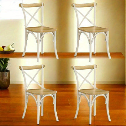 Eetkamerstoel – Stoel – Houten Stoel – Designstoel – Eettafelstoel – Set Van 4 – Ergonomisch Comfort – Witte Massief Houten Afwerking