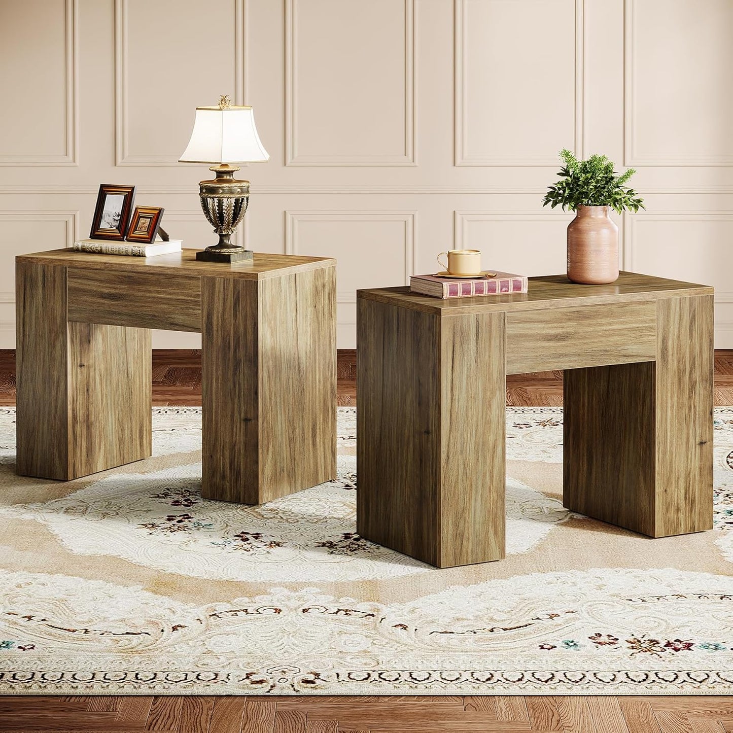 Bijzettafel – Sidetable – Nachtkastje – Bijzettafeltje – Houten Tafel – Style1 – Ruim Tafelblad 80x40 cm – Stevige Massief Houten Constructie