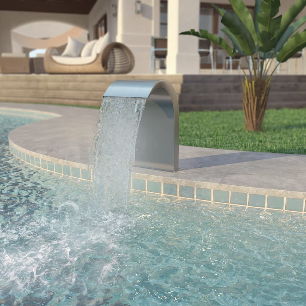 Zwembadfontein – Vijverfontein – Waterornament – Tuinfontein – Decoratieve Fontein – Roestvrij Staal – Chloorbestendig – Compact 45x30x65 cm – Constante Waterstroom