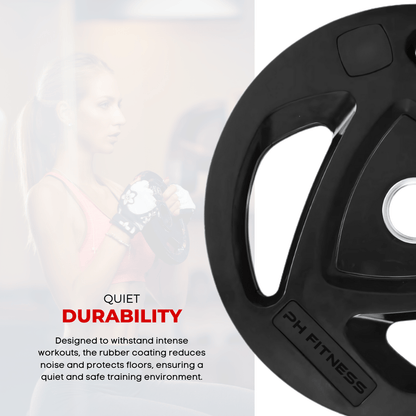 PH Fitness Premium Weight Plates – Rubber Coating – 35KG / 75KG / 105KG / 145KG / 290KG – Strength Training & Home Gym – 50mm Hole for Barbell