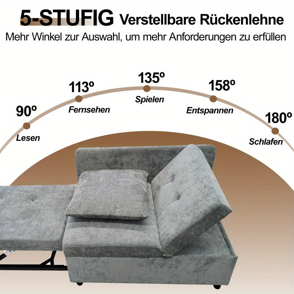 Bedbank – Slaapbank – Bankbed – Sofa Bed – Logeerbed – Gestoffeerd Linnen – Verstelbare Rugleuning – 3-in-1 Multifunctioneel