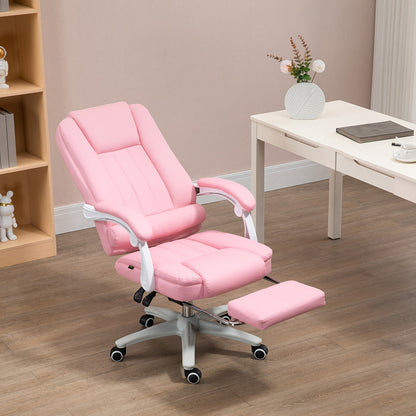 Bureaustoel – Bureaustoel – Kantoorstoel – Fauteuil – Bureaustoelen – Roze – Verstelbare Hoogte – Ingebouwde Voetensteun