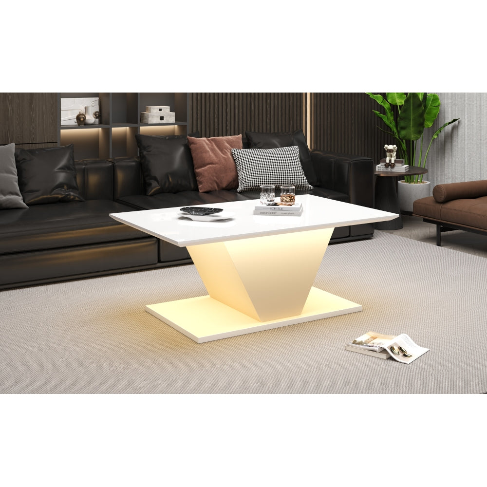 Salontafel – Koffietafel – Bijzettafel – Sofa tafel – Woonkamertafel – Wit – V-vormig Design – Compact 100x50x46 cm
