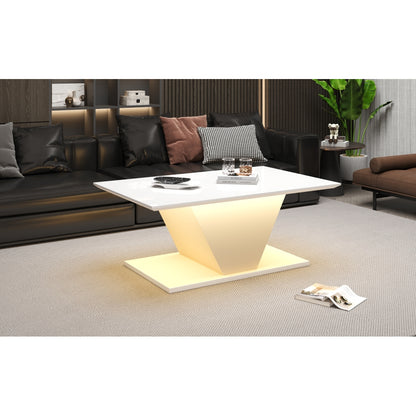 Salontafel – Koffietafel – Bijzettafel – Sofa tafel – Woonkamertafel – Wit – V-vormig Design – Compact 100x50x46 cm