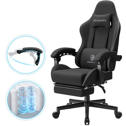 Gamingstoel – Gamestoel – Game Stoel – Gaming Chair – Bureaustoel – Ergonomische Hoge Rugleuning – Pocketvering Zitting – Ademend Katoen – Max Belastbaar 136 kg – Zwart