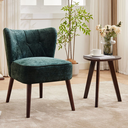 Velvet Fauteuil – Relaxstoel – Zitzetel – Leunstoel – Wingbackstoel – Groen – Memory Foam Zitkussen – Stabiele Rubberhouten Poten